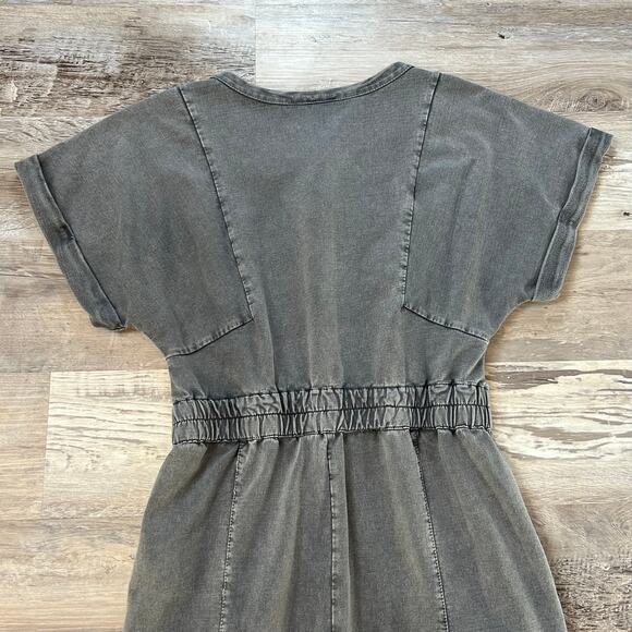 Saturday Sunday by Anthropologie Gray Jumpsuit XS Cinched Waist Utility Romper - Picture 7 of 8